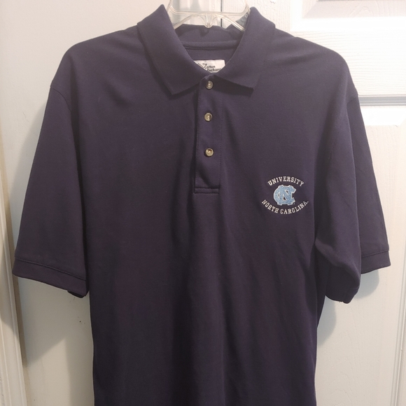 North Carolina University Tar Heels embroidered Dark Blue Cotton Polo Shirt. - Picture 1 of 5